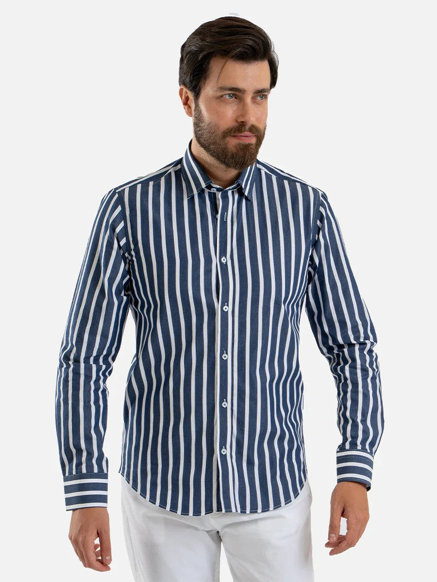 Men's Long-Sleeved Striped Shirt