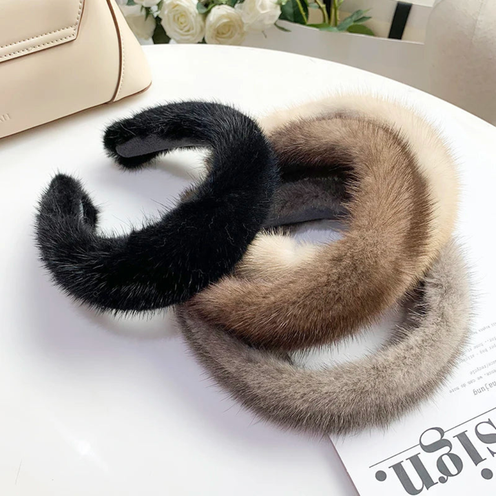 Faux Fur Headband with Elastic Band Construction