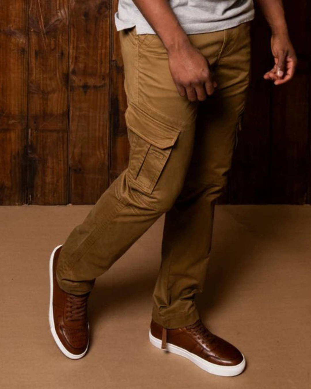 Men's Cargo Pants with Flap Pocket Detail and Belt Loops