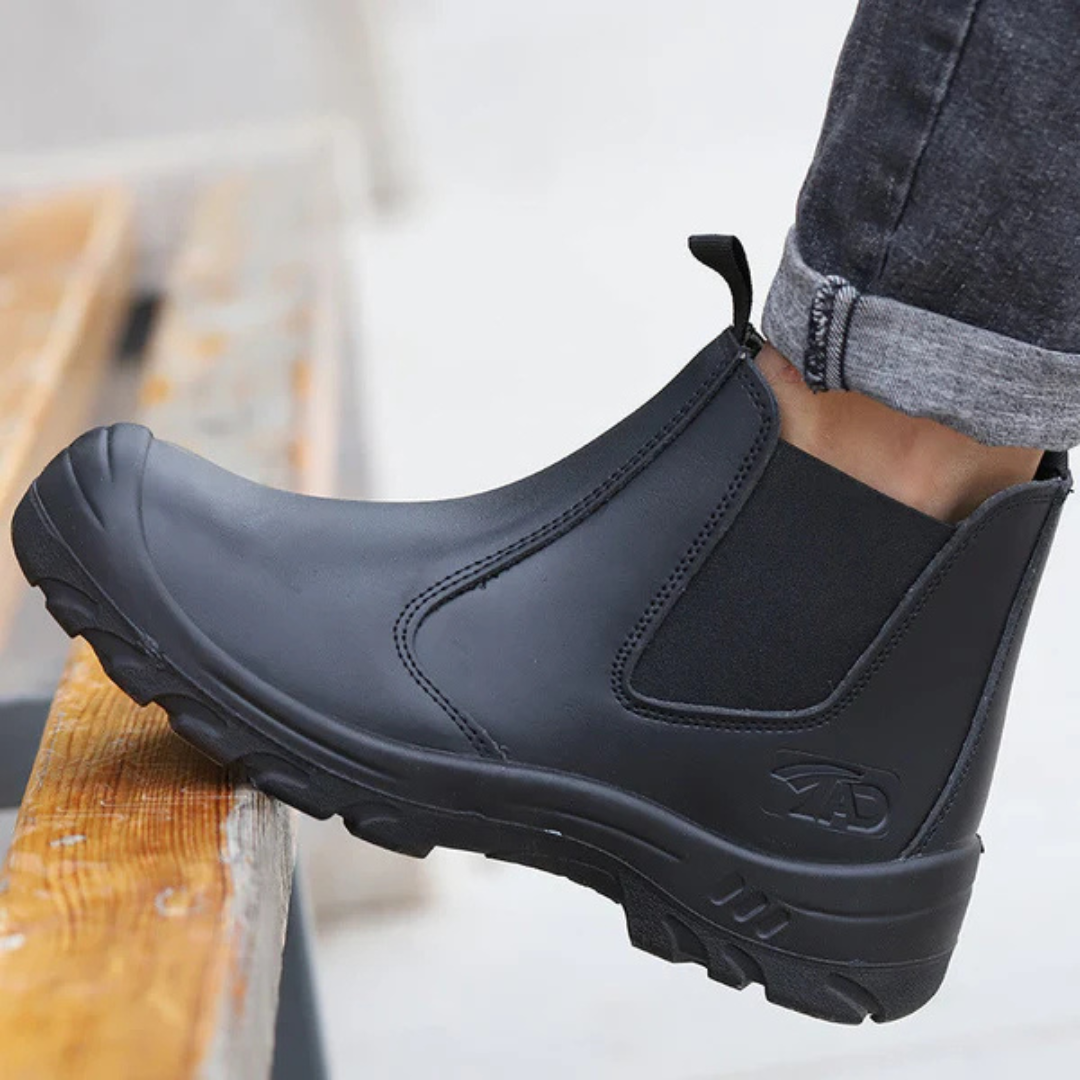Men's Chelsea Boots with Elastic Side Panels and Reinforced Toe Cap