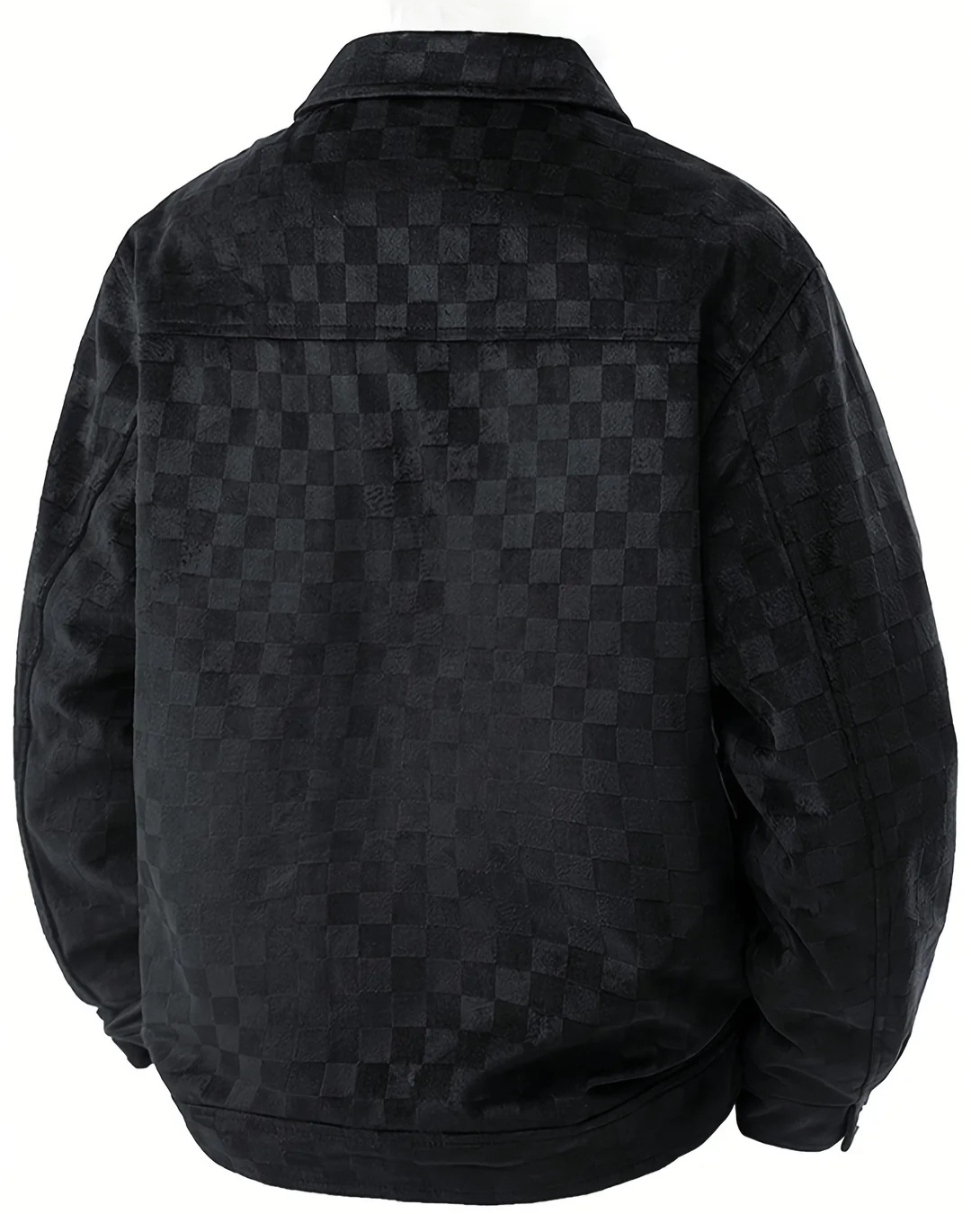 Men's Jacket with Checkered Pattern and Chest Flap Pockets