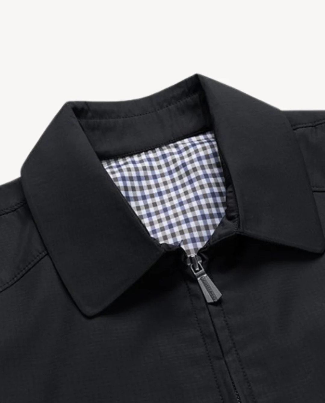 Men's Jacket with Pointed Collar and Zip Front Closure