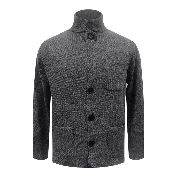 Men's Knit Cardigan with Shawl Collar and Button Front Closure