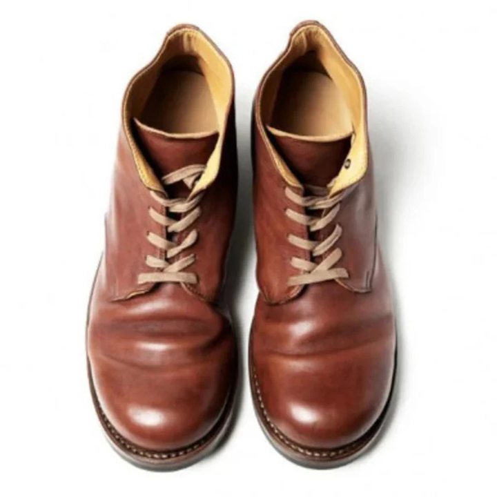 Men's Lace Up Ankle Boots with Contrast Stitching and Padded Collar