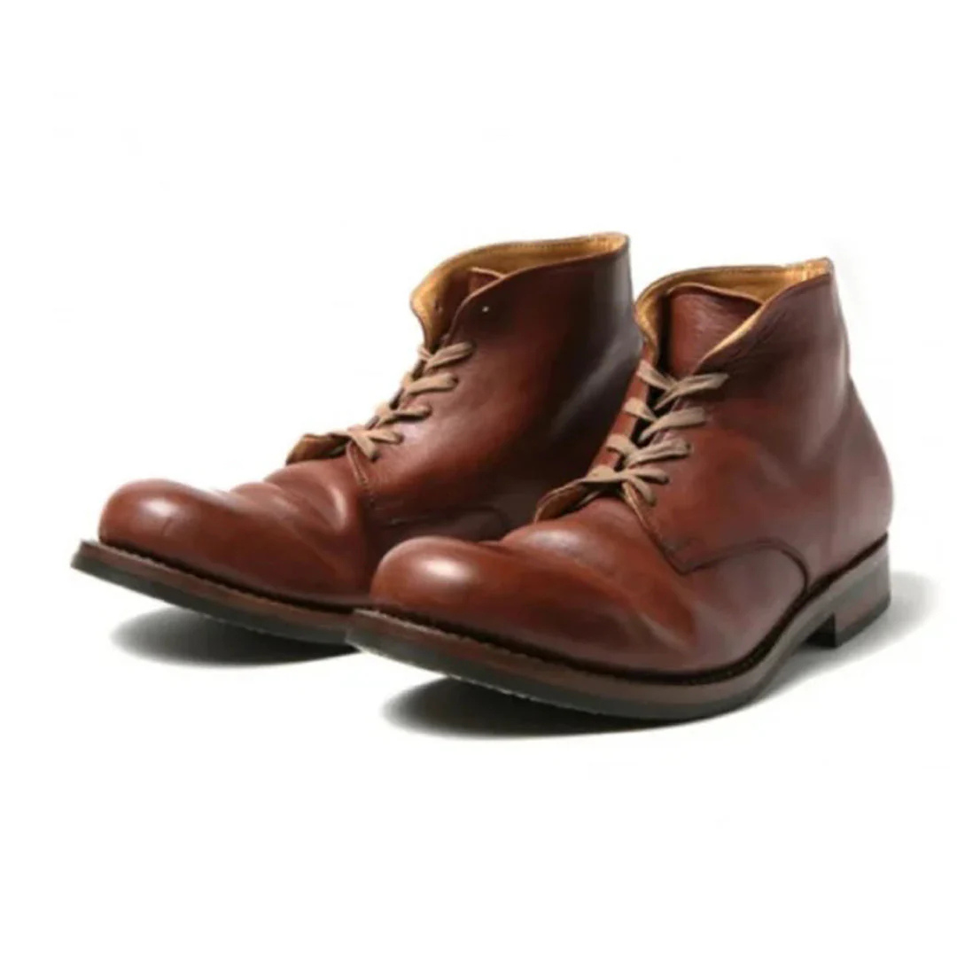 Men's Lace Up Ankle Boots with Contrast Stitching and Padded Collar