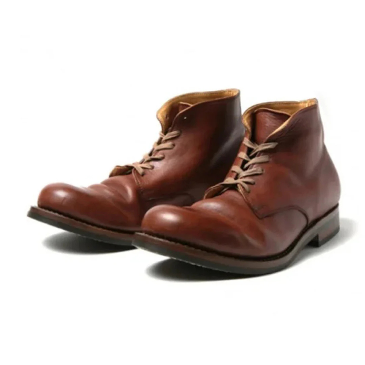 Men's Lace Up Ankle Boots with Contrast Stitching and Padded Collar
