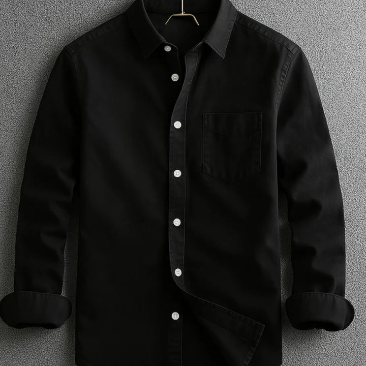 Men's Long Sleeve Button Down Shirt with Spread Collar and Chest Pocket