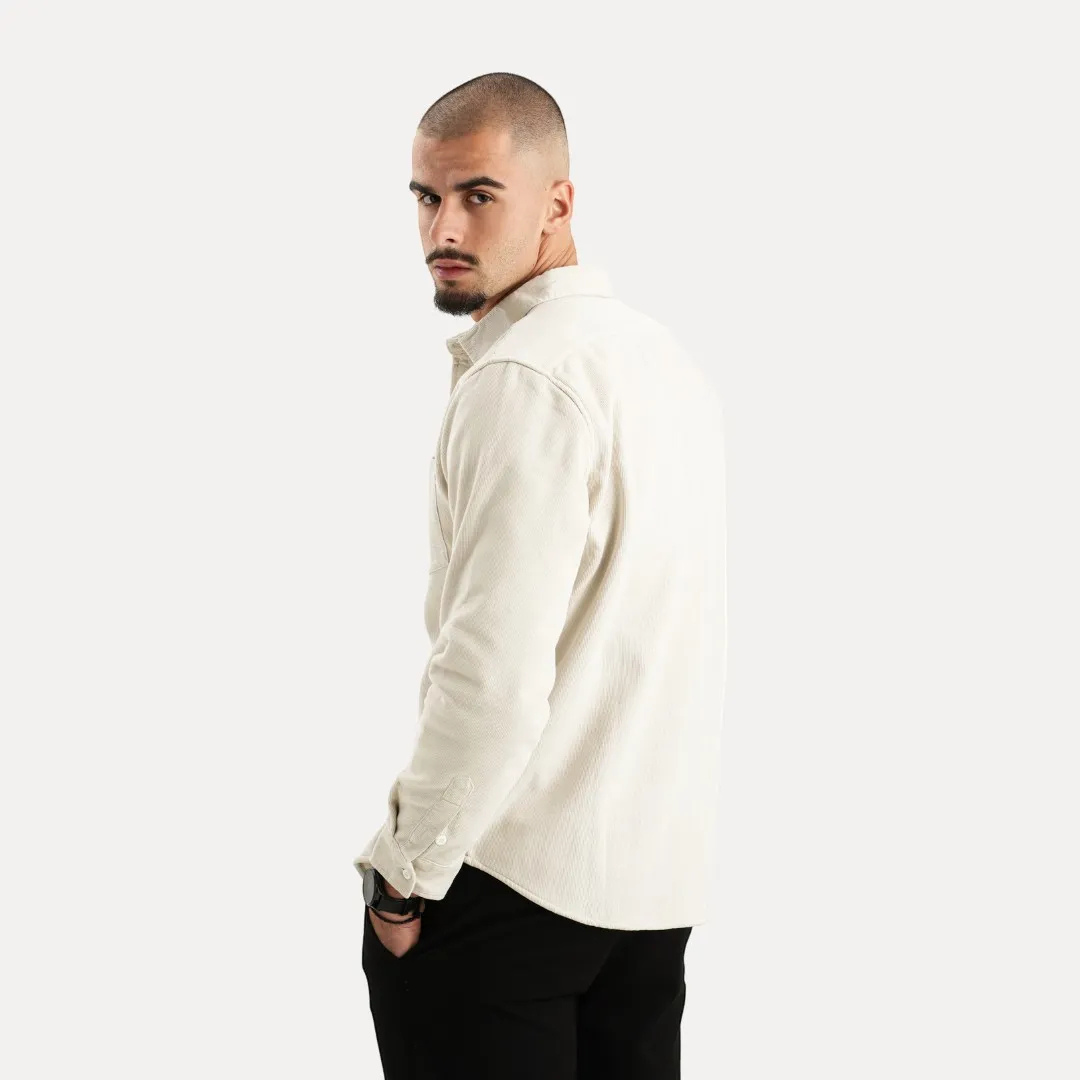Men's Long Sleeve Corduroy Shirt with Button Front and Chest Pocket