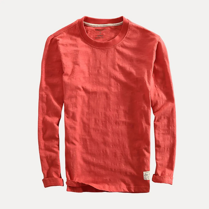 Men's Long Sleeve Crew Neck Cotton Shirt