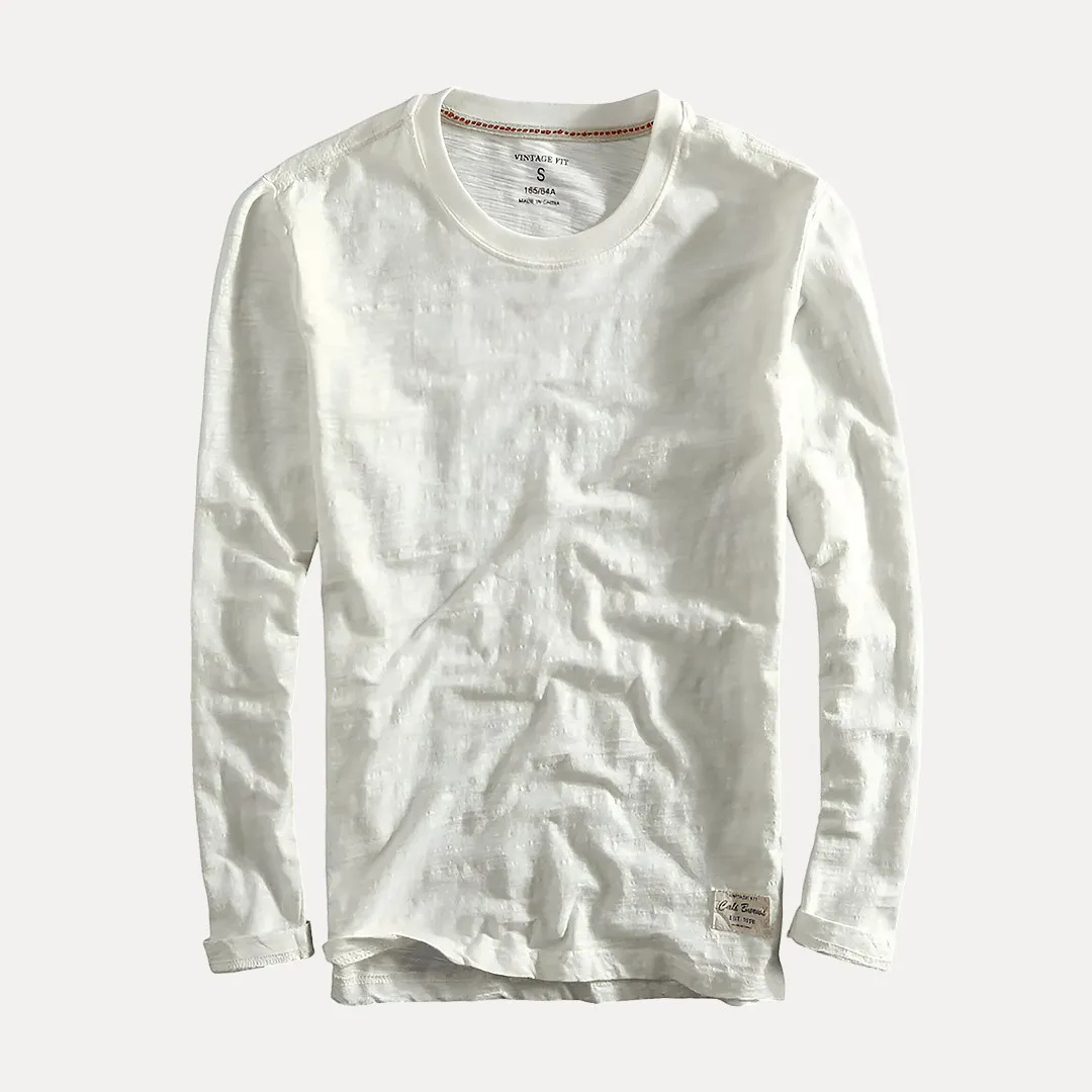 Men's Long Sleeve Crew Neck Cotton Shirt