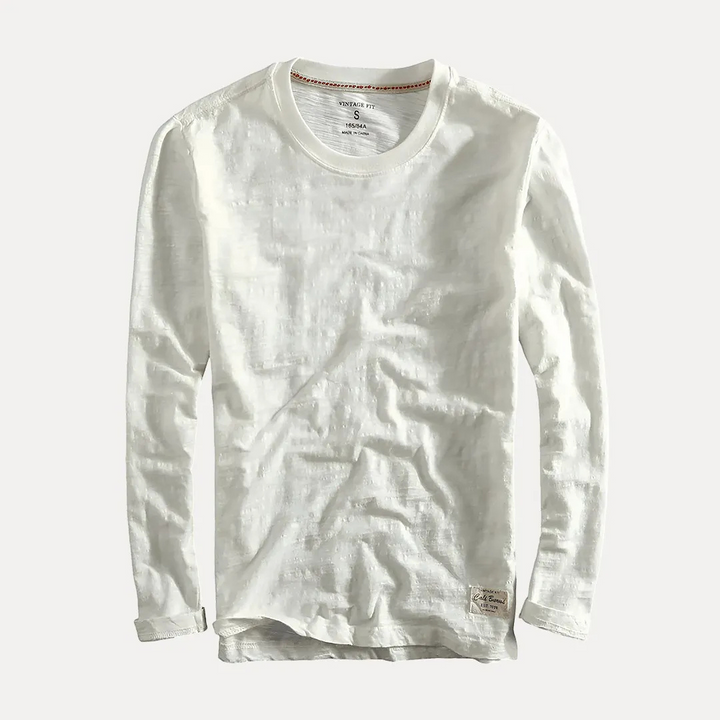 Men's Long Sleeve Crew Neck Cotton Shirt