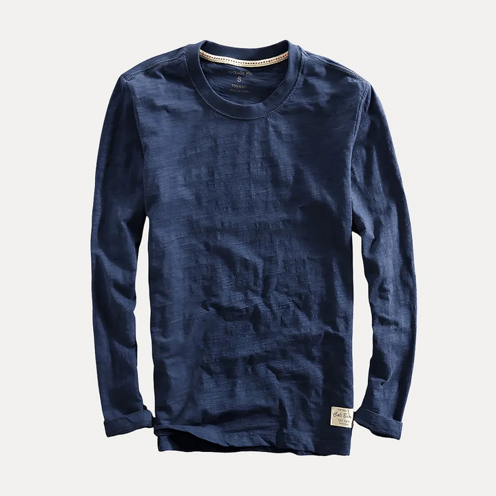 Men's Long Sleeve Crew Neck Cotton Shirt