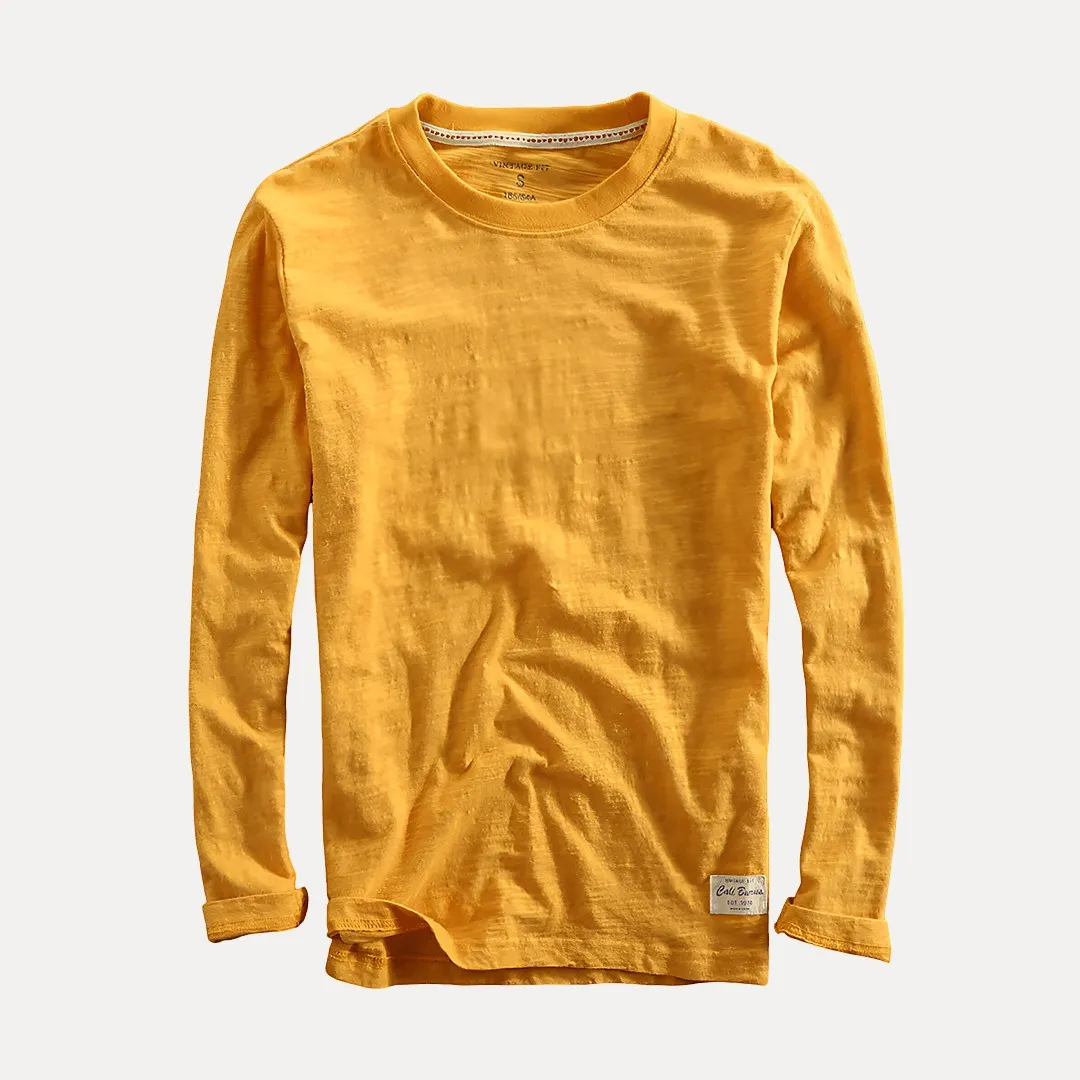 Men's Long Sleeve Crew Neck Cotton Shirt