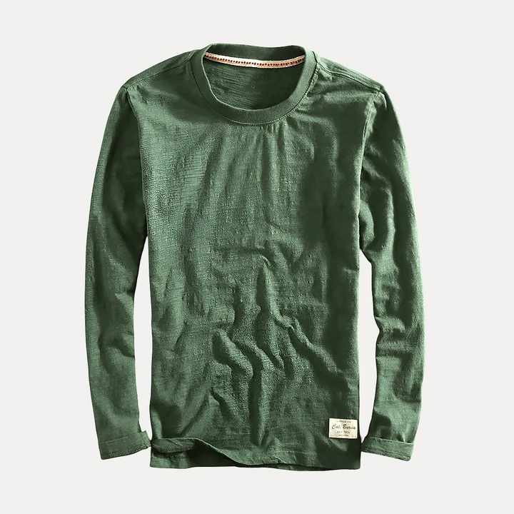 Men's Long Sleeve Crew Neck Cotton Shirt