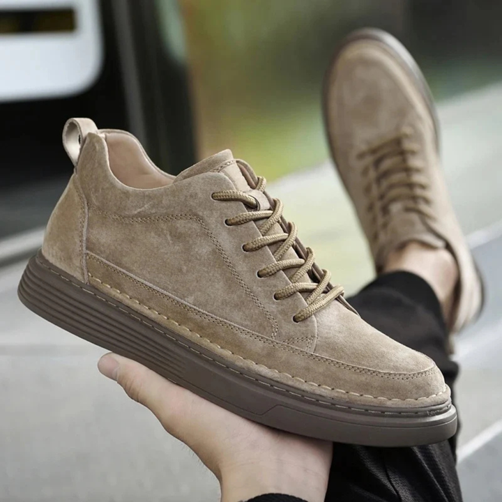 Men's Low Top Sneakers with Lace Up Front and Platform Sole