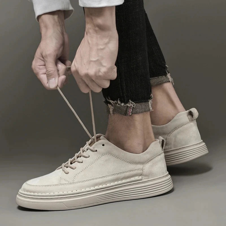 Men's Low Top Sneakers with Lace Up Front and Platform Sole