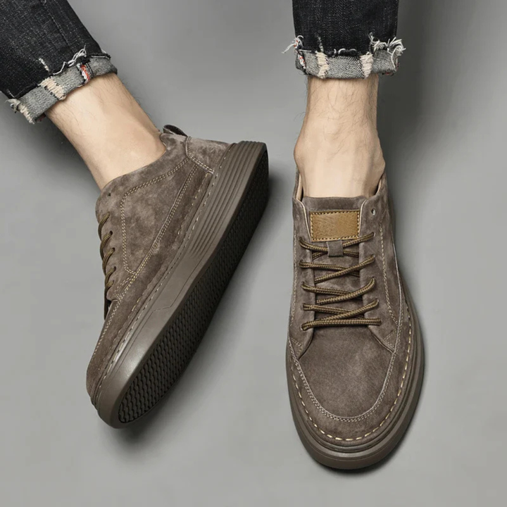 Men's Low Top Sneakers with Lace Up Front and Platform Sole