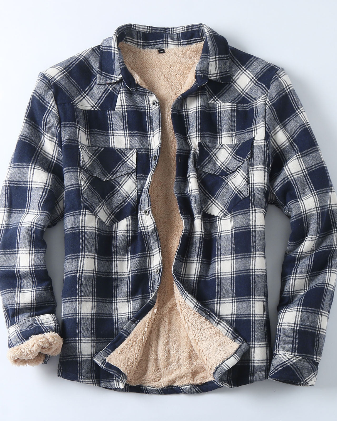 Men's Plaid Shirt Jacket with Button Front and Chest Pockets