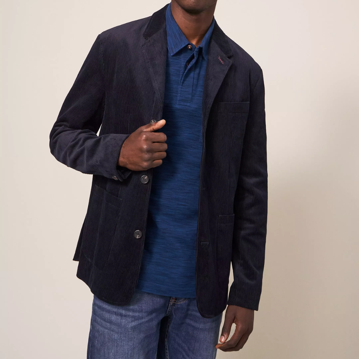 Men's Single Breasted Jacket with Notch Lapel and Patch Pockets