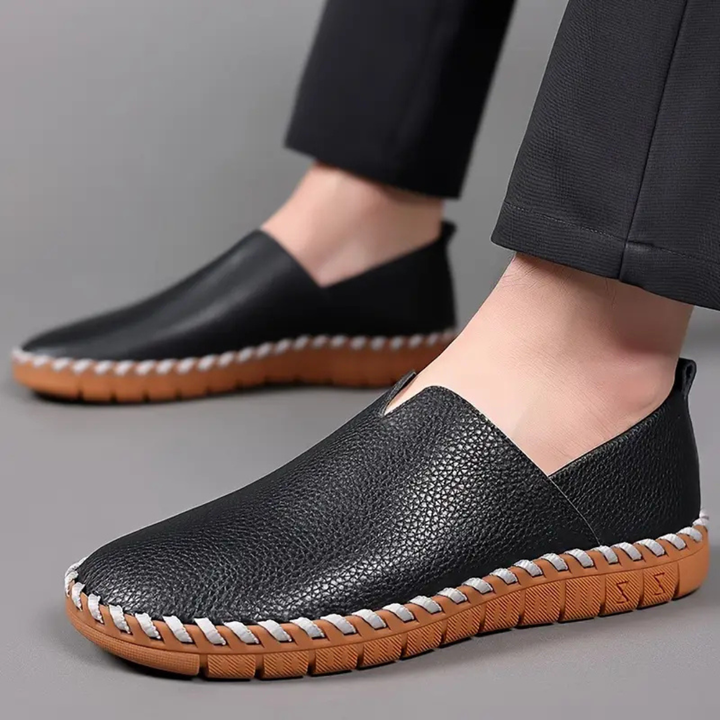Men's Slip On Flat Shoes with Contrast Stitch Details