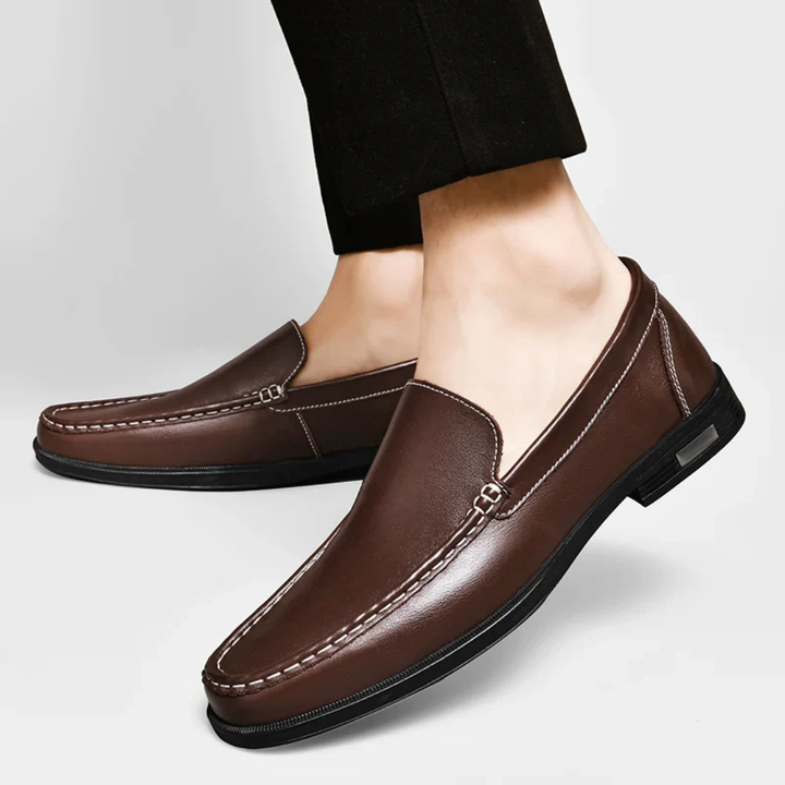 Men's Slip On Flats with Contrast Stitching and Low Block Heel