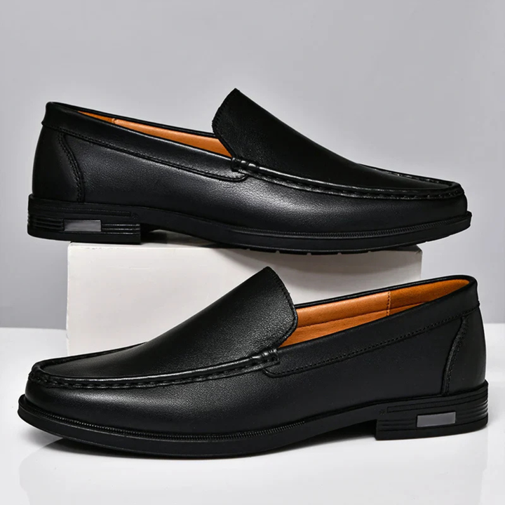 Men's Slip On Flats with Contrast Stitching and Low Block Heel