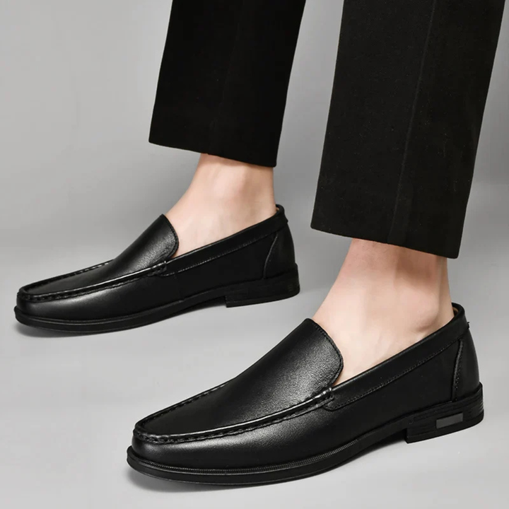 Men's Slip On Flats with Contrast Stitching and Low Block Heel