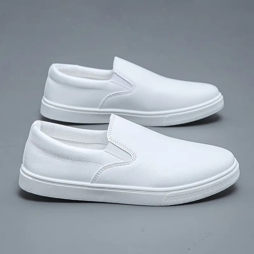 Men's Slip On Shoes with Elastic Side Gussets and Contrast Stitching