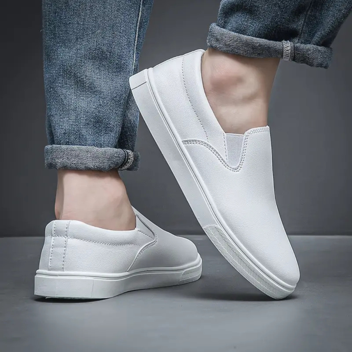 Men's Slip On Shoes with Elastic Side Gussets and Contrast Stitching