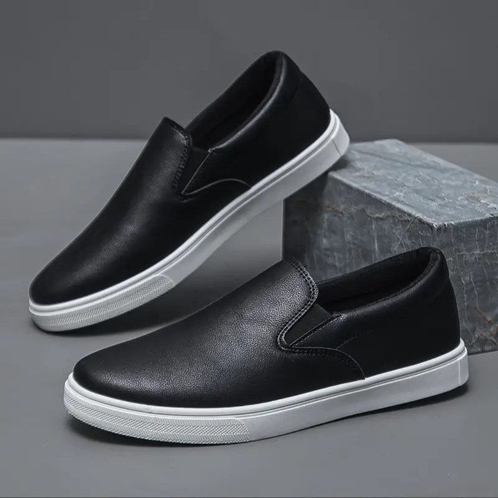 Men's Slip On Shoes with Elastic Side Gussets and Contrast Stitching