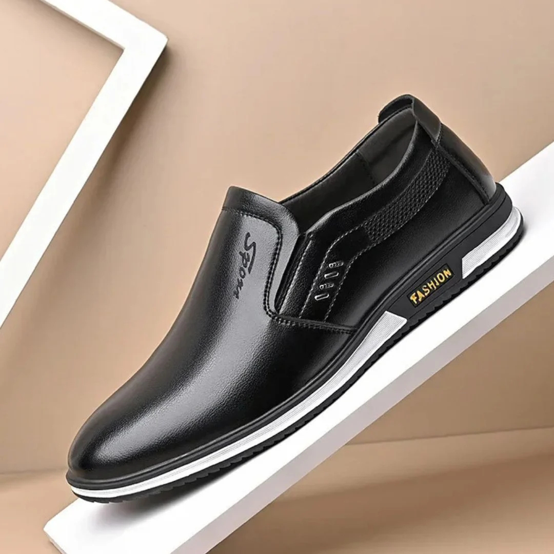 Men's Slip On Shoes with Rounded Toe and Elastic Side Goring