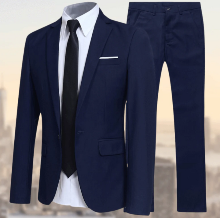Men's Three Piece Suit with Notch Lapel Blazer and Vest