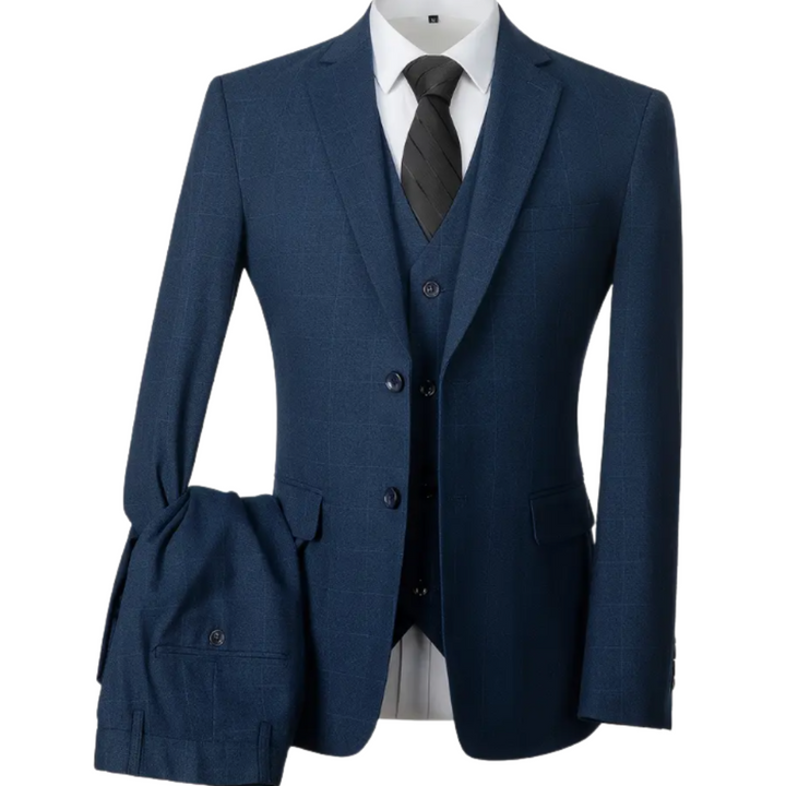 Men's Three Piece Suit with Notch Lapel Blazer and Vest