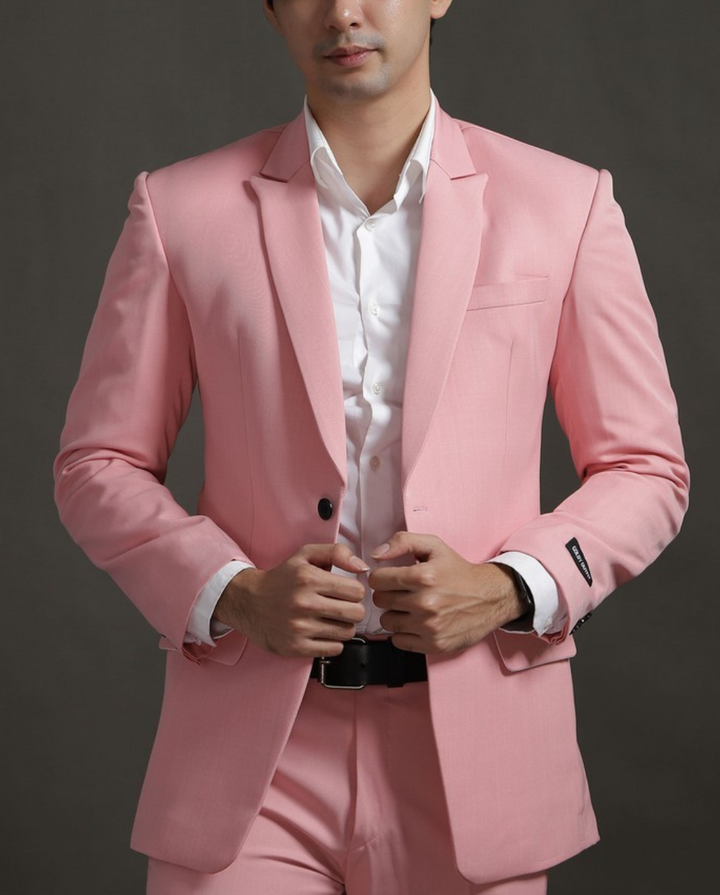 Men’s Two-Piece Suit with Blazer and Flat-Front Trousers