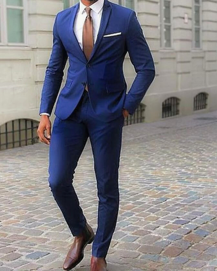 Men's Two Piece Suit with Single Breasted Blazer and Dress Pants