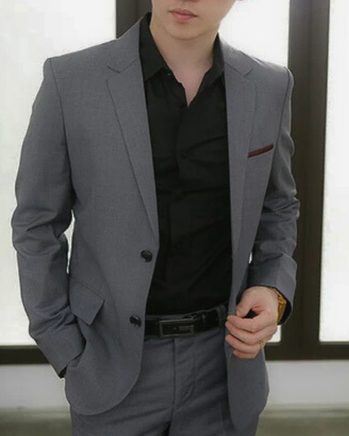 Men's Two Piece Suit with Single Breasted Blazer and Dress Pants