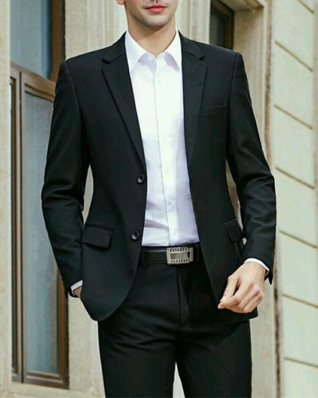 Men's Two Piece Suit with Single Breasted Blazer and Dress Pants