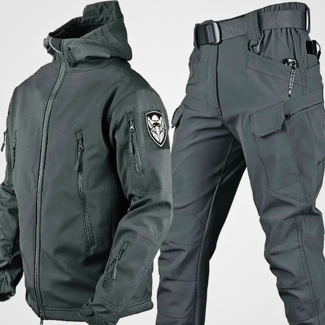 Men's Two Piece Tactical Set with Hooded Jacket and Cargo Pants