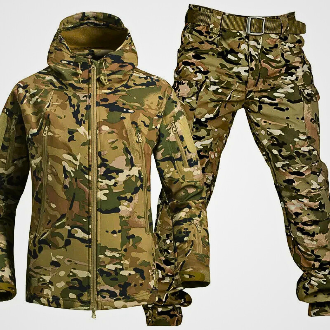 Men's Two Piece Tactical Set with Hooded Jacket and Cargo Pants