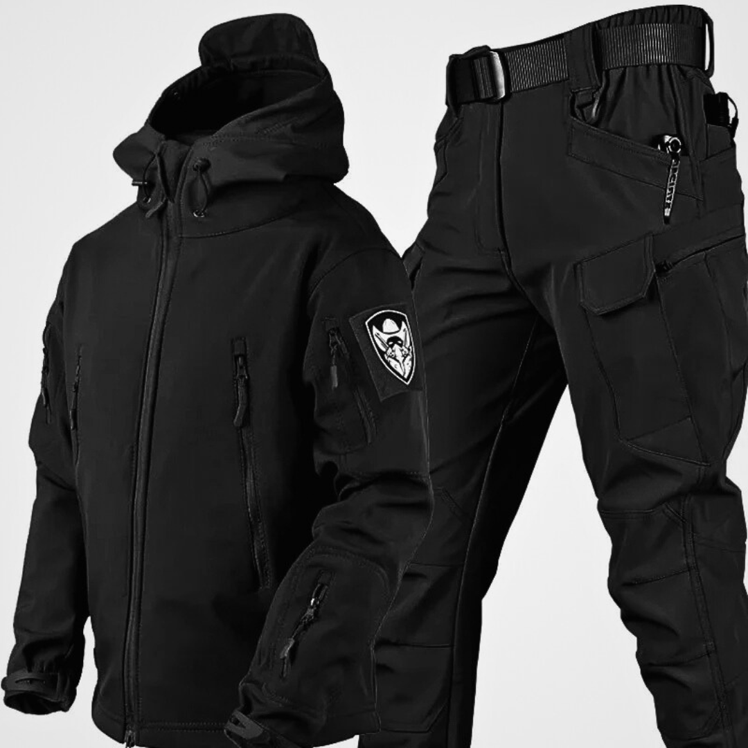 Men's Two Piece Tactical Set with Hooded Jacket and Cargo Pants