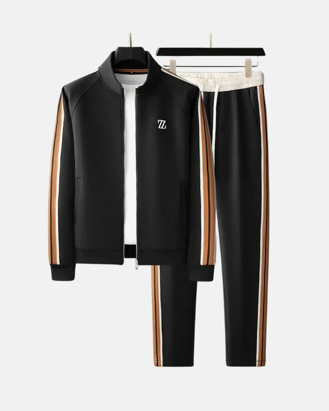Men's Two Piece Tracksuit Set with Zip Jacket and Matching Pants