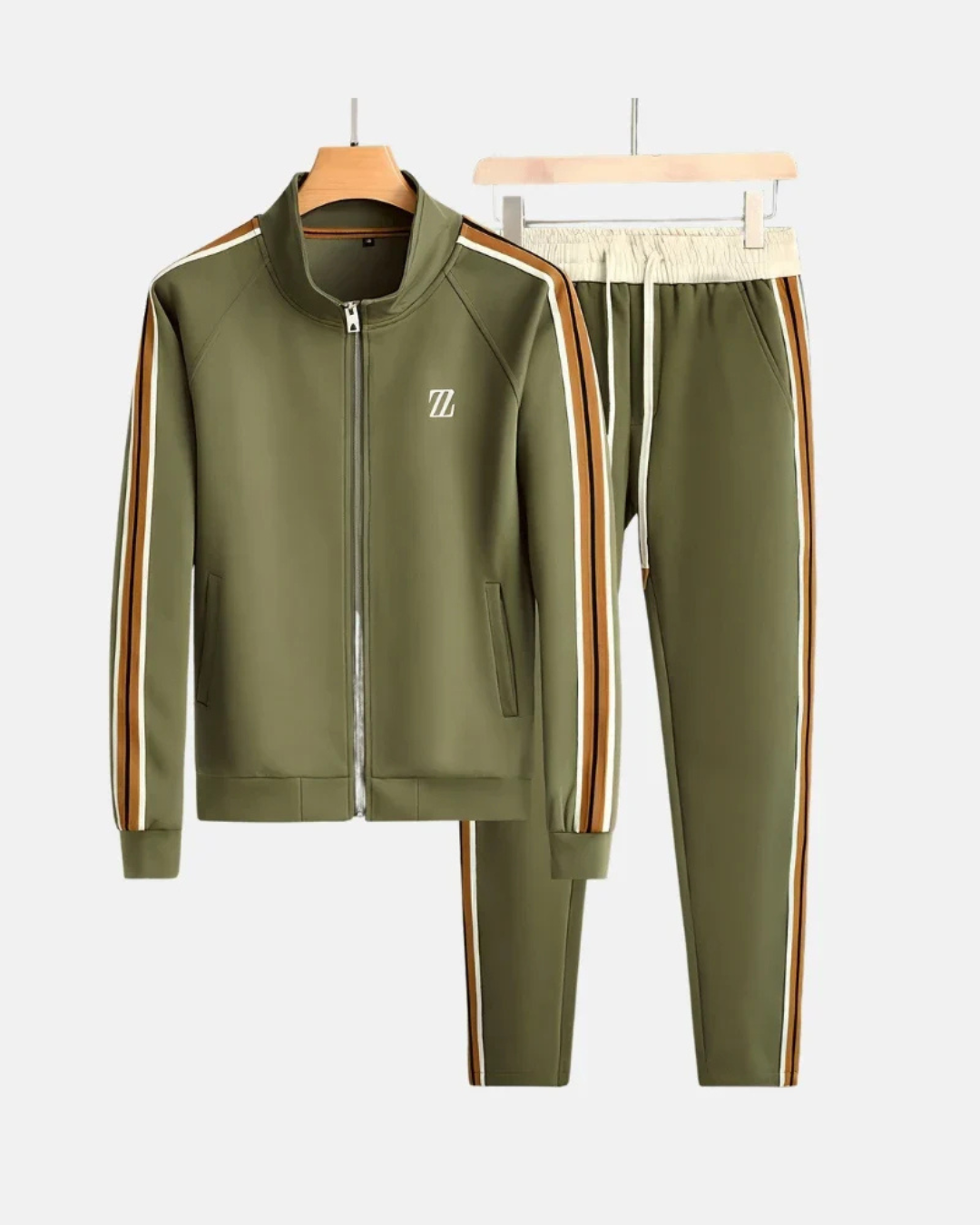 Men's Two Piece Tracksuit Set with Zip Jacket and Matching Pants