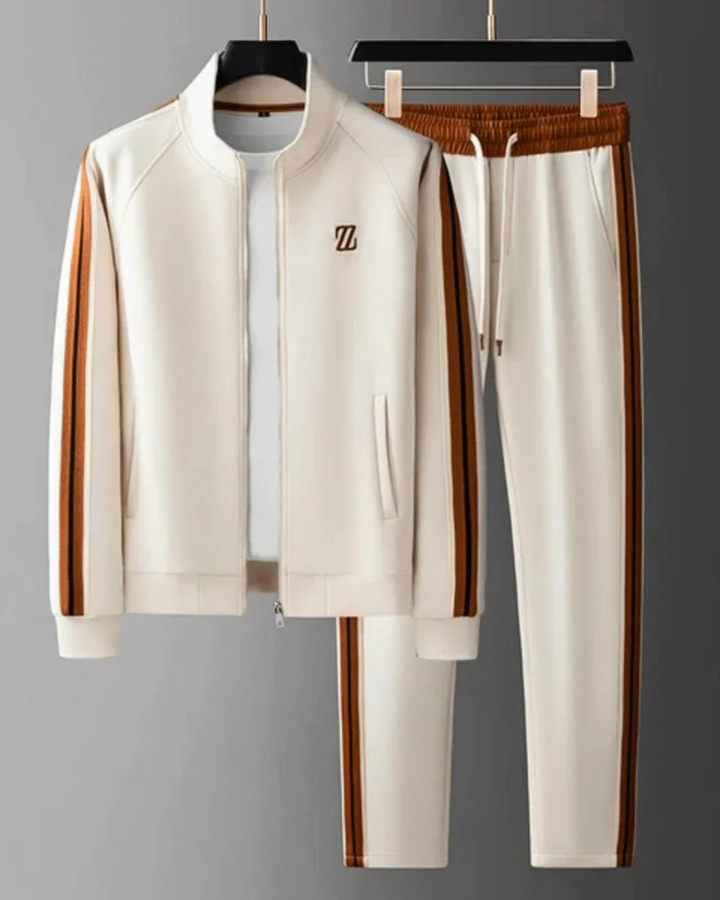 Men's Two Piece Tracksuit Set with Zip Jacket and Matching Pants