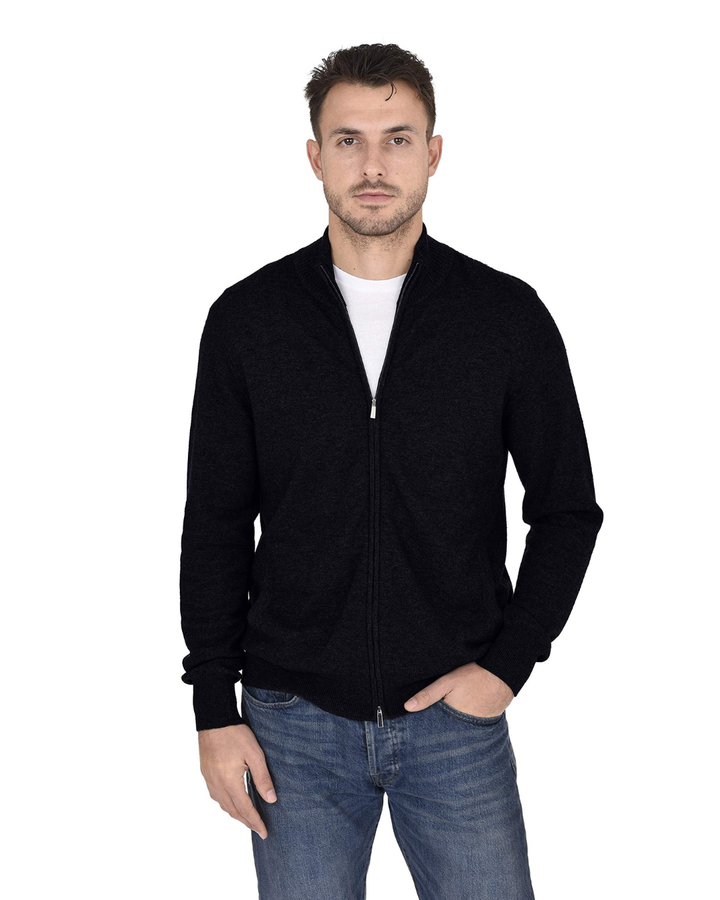 Men's Zip Up Jacket with Stand Collar and Full Zip Front Closure