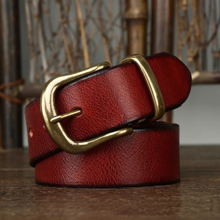 Men's Belt with Metal Pin Buckle and Textured Finish