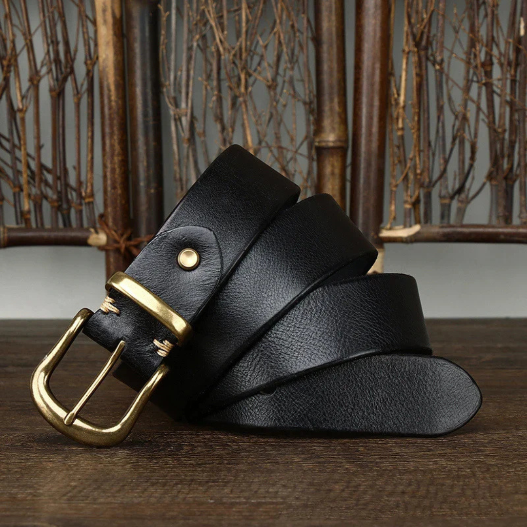 Men's Belt with Metal Pin Buckle and Textured Finish