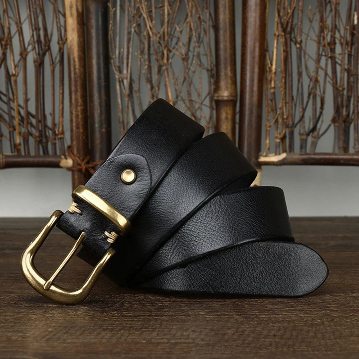 Men's Belt with Metal Pin Buckle and Textured Finish