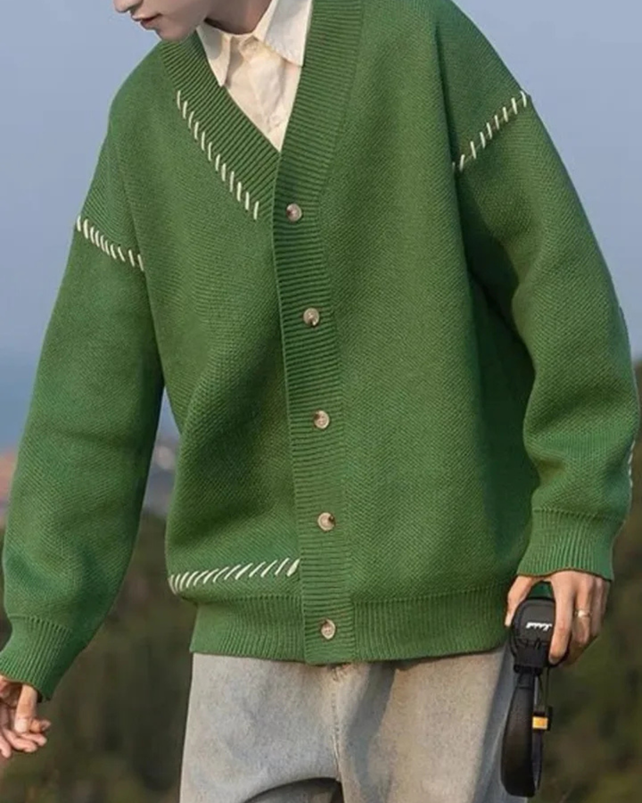 Men's Cardigan with V Neck Oversized Style