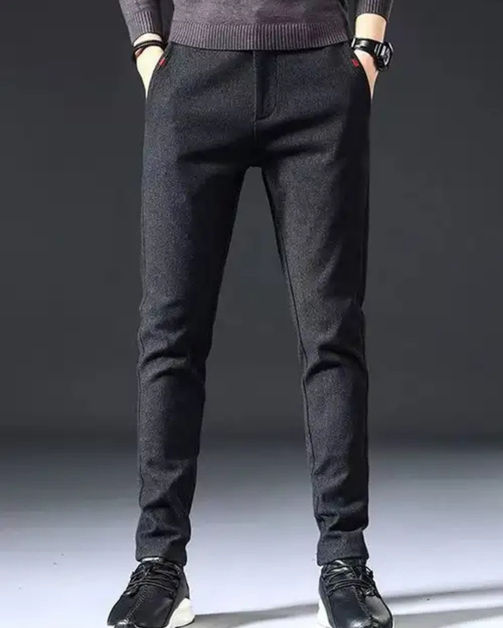 Men's Flat Front Dress Trousers with Side Pockets and Straight Leg