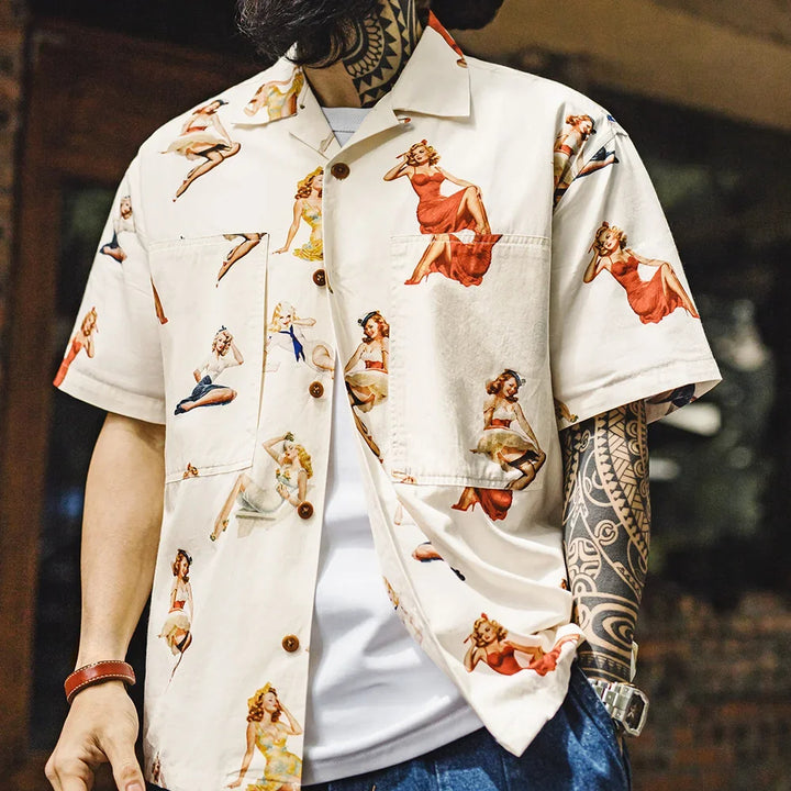 Men’s Short-Sleeved Shirt with Graphic All-Over Print